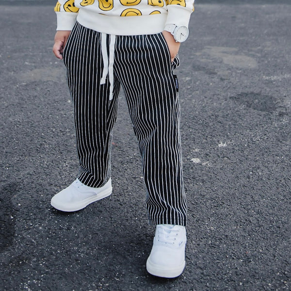 BLACK STRIPED COZY PANTS
