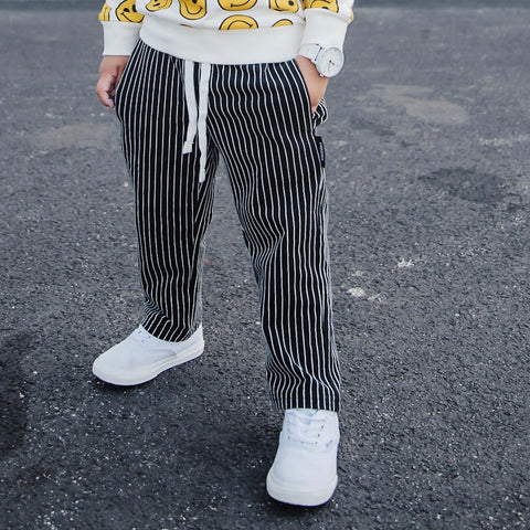 BLACK STRIPED COZY PANTS