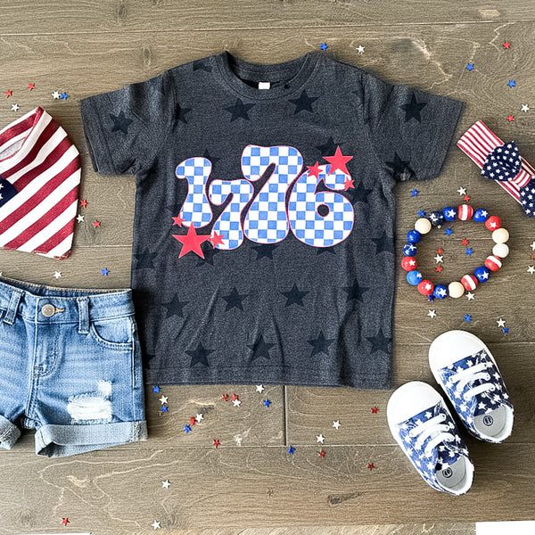1776 CHECKERBOARD STAR TEE