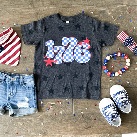 1776 CHECKERBOARD STAR TEE