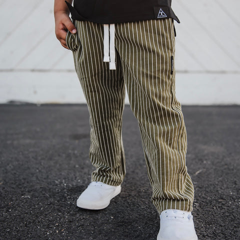 FOREST GREEN STRIPED COZY PANTS