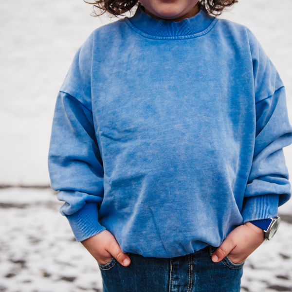 BLUE ACID WASH SWEATSHIRT