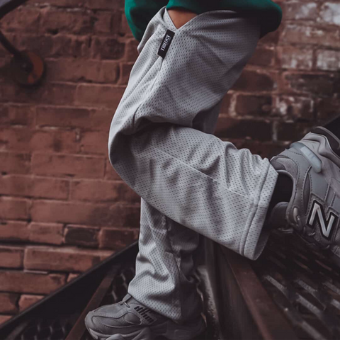 GRAY ATHLETIC MESH PANTS
