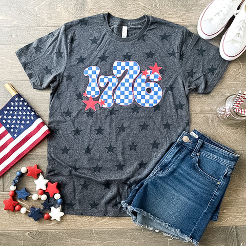 1776 CHECKERBOARD STAR TEE (ADULT)